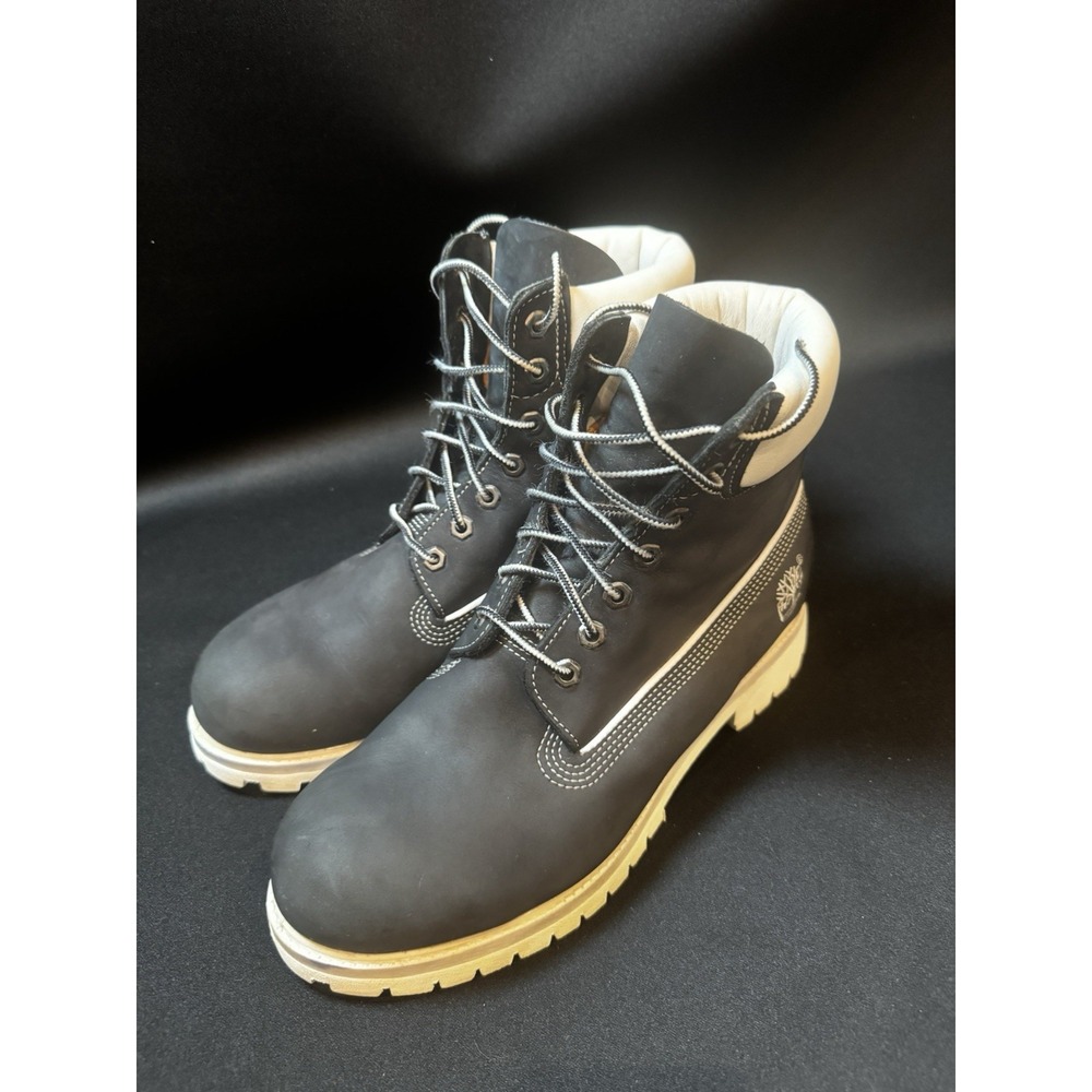 Timberland 6 Inch Premium Waterproof Boots Black White Mens 9.5 USA 28025 - Picture 4 of 16